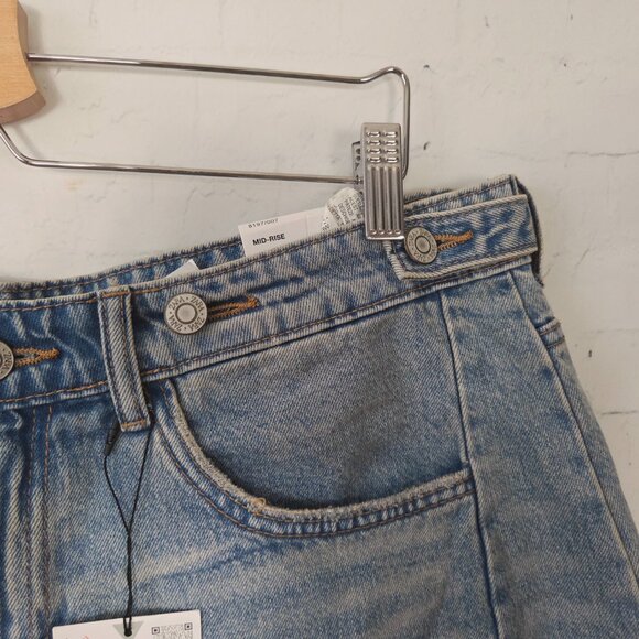 Zara 100% Cotton Adjustable Waist Mom Shorts Size 12 Blue NEW EU 44 Denim Beach - Picture 3 of 7